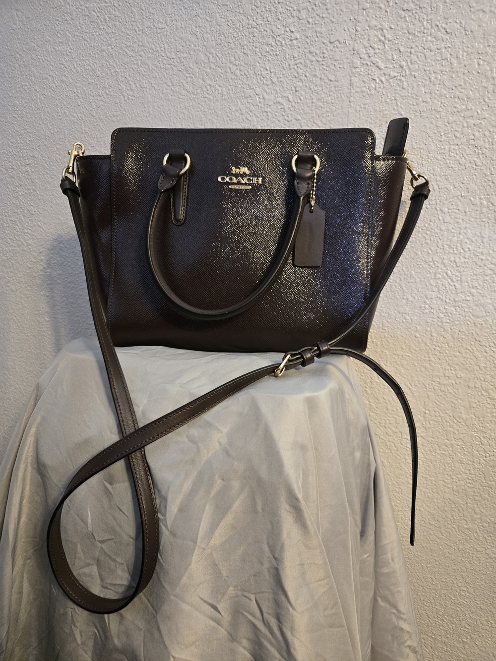 Coach Shiny Oxblood Leather Satchel - with Gold Hardware